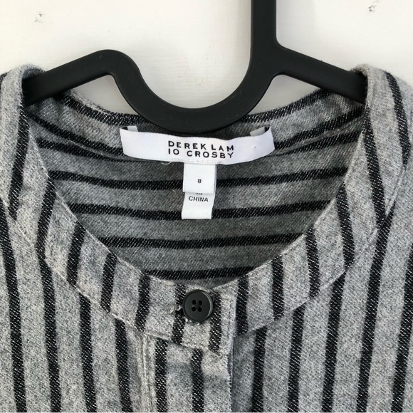 Derek Lam 10 Crosby Front Tie Striped Flannel Dress - Picture 4 of 10